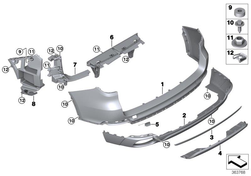 Diagram Trim cover, rear for your 2017 BMW 530iX   
