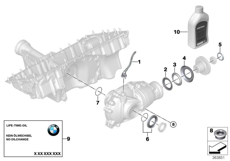 Diagram Front differential, single parts for your 2017 BMW X5   
