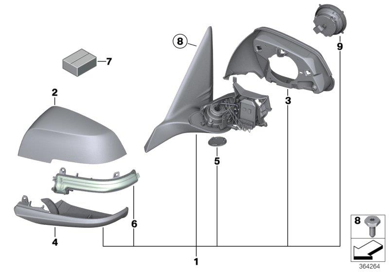 Le diagramme Rétroviseur extérieur (option S760A) pour votre BMW