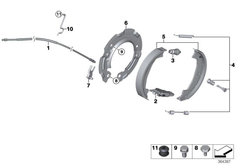 Le diagramme Frein à main/machoires de freins pour votre BMW