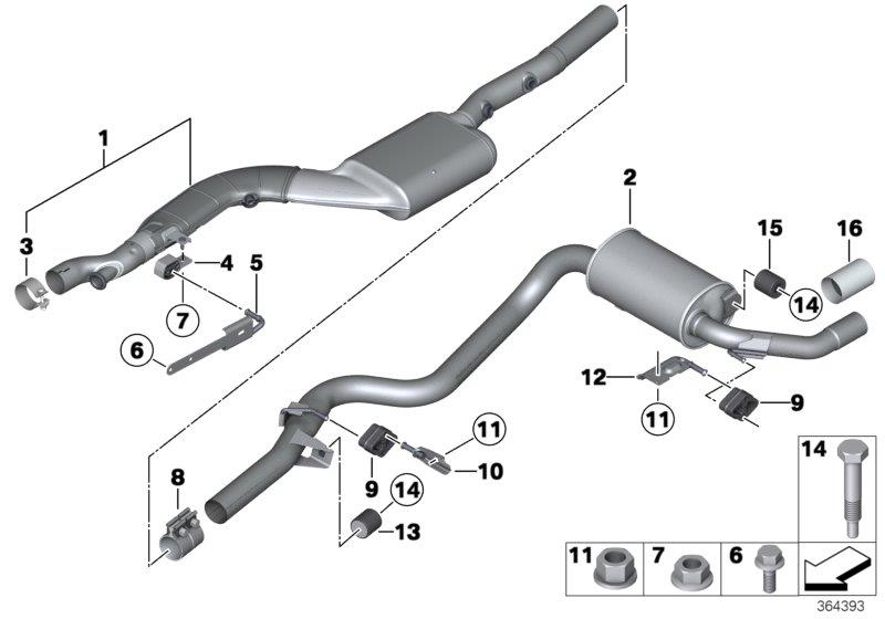 Diagram Exhaust system, rear for your 2007 BMW 760Li   
