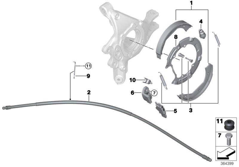 Le diagramme Frein à main / segments de frein pour votre BMW