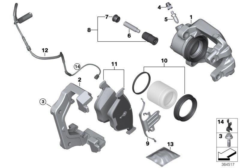 Diagram Front brake pad wear sensor for your BMW