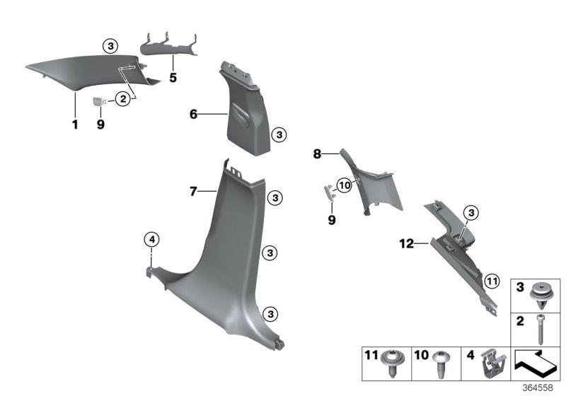 Diagram Trim panel A- / B- / C- / D-Column for your 2016 BMW M6   