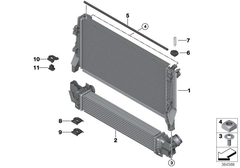 Diagram Coolant radiator mounting hardware for your MINI