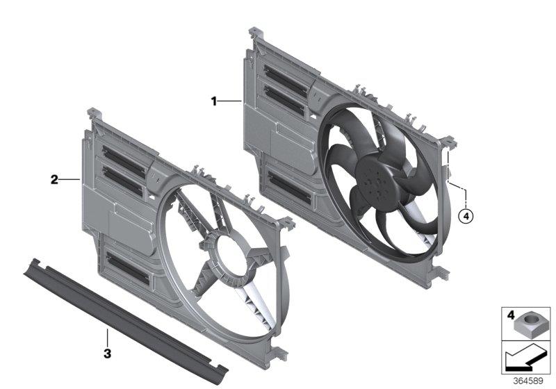 Diagram Fan housing, mounting parts for your BMW