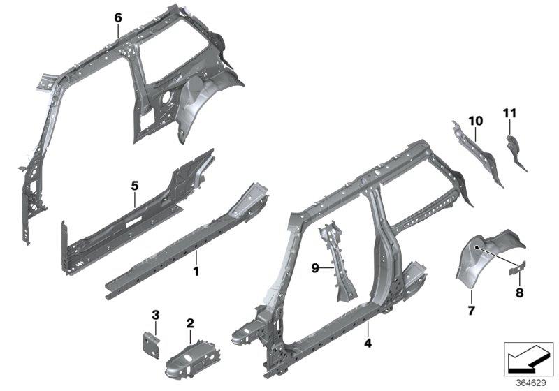 Diagram BODY-SIDE FRAME-PARTS for your MINI