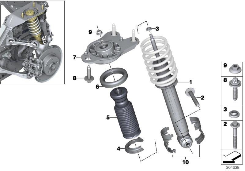 Diagram SINGLE COMPONENTS FOR REAR SPRING STRUT for your 2016 BMW X6   