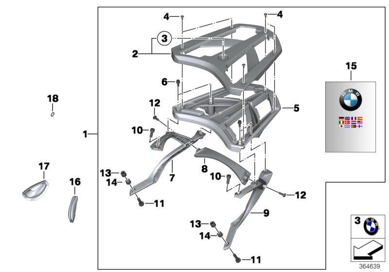 Diagram Luggage grid for your 2012 BMW R1200R   