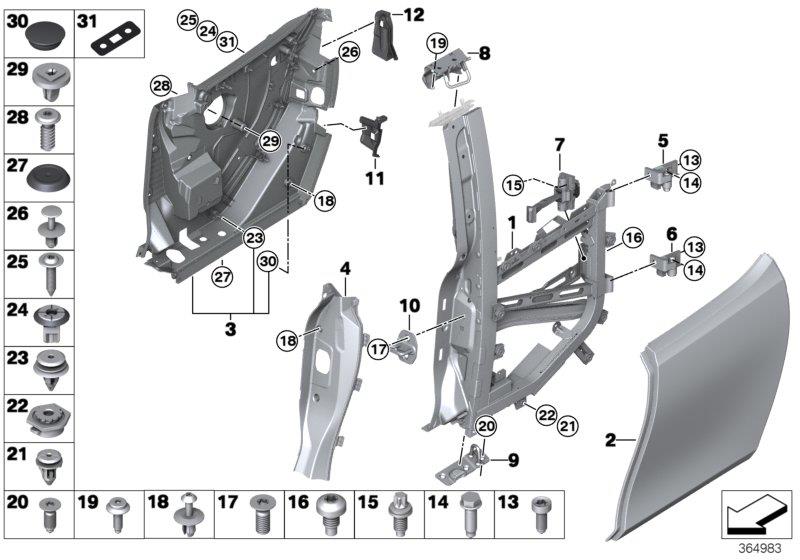 Diagram Rear door - hinge/door brake for your BMW M6  