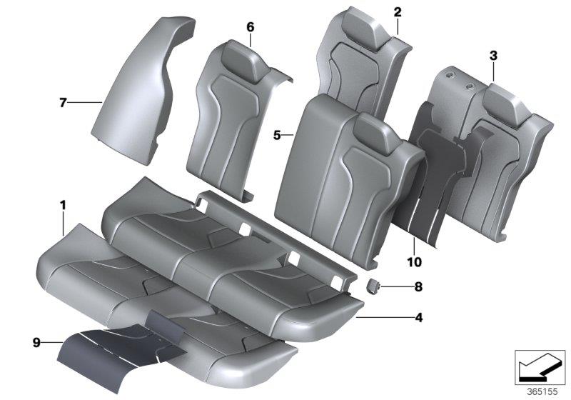 Diagram Seat rear, upholstery & cover base seat for your 2018 BMW 440iX   