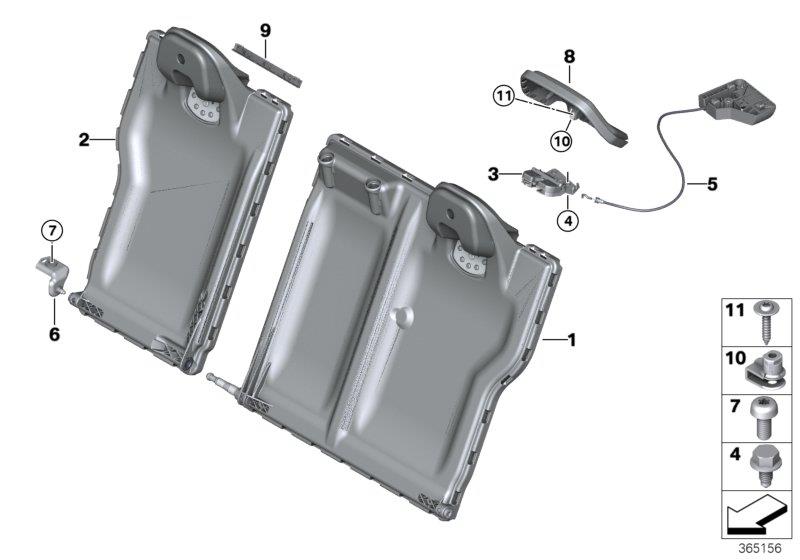 Diagram Seat, rear, seat frame, base seat for your BMW