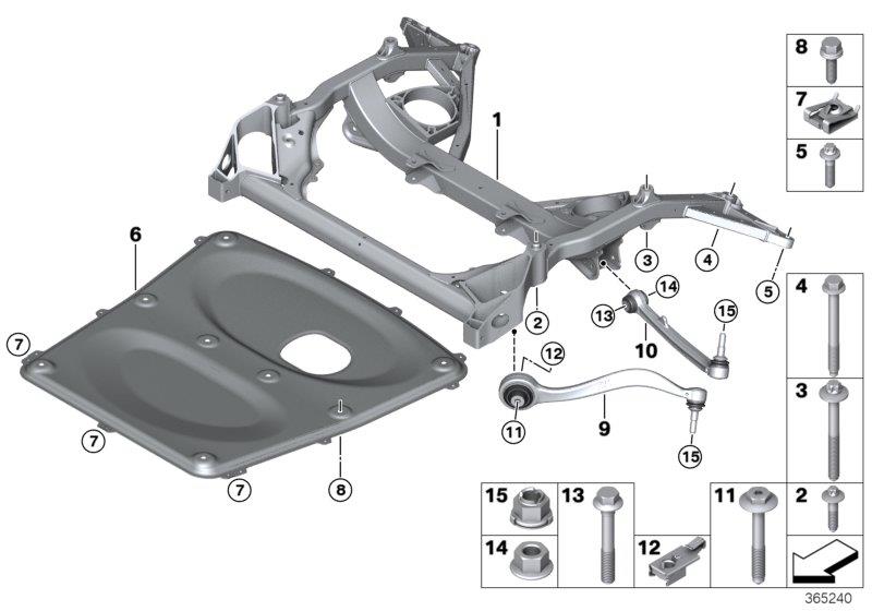 Diagram Frnt axle support,wishbone/tension strut for your BMW M3  