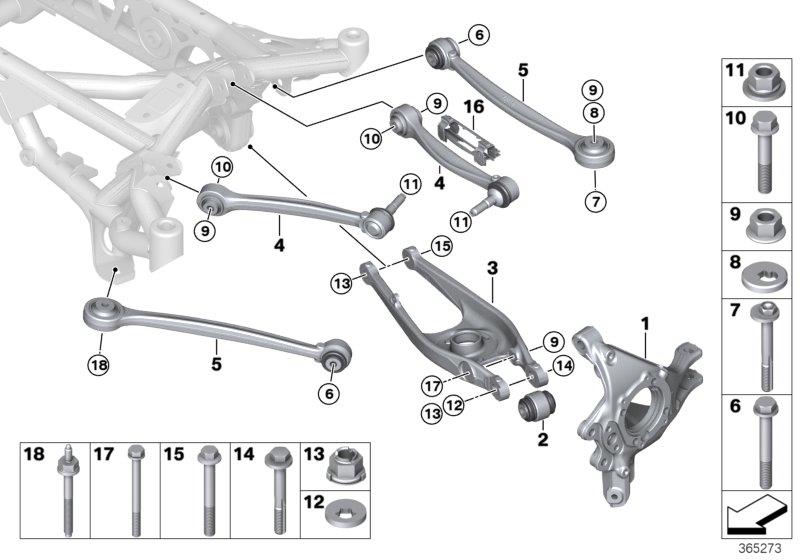 Diagram REAR AXLE SUPPORT/WHEEL SUSPENSION for your BMW