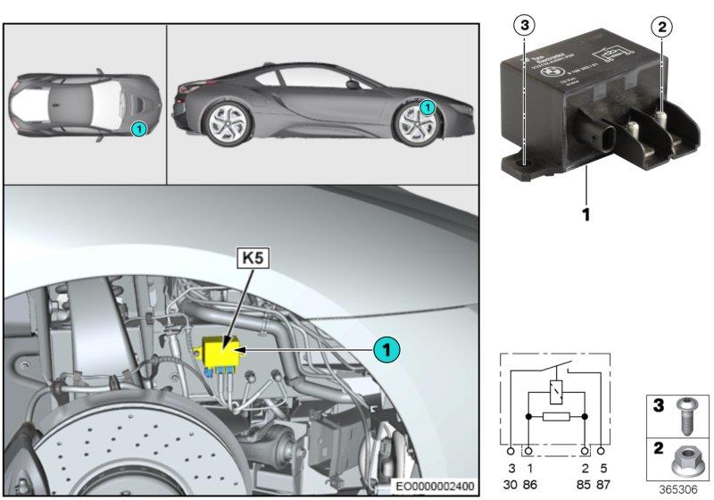 Diagram Relay, electric fan motor 850W K5 for your 2015 BMW X1   