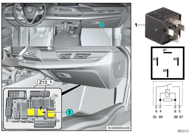 Diagram Relay, Terminal 30B Z13_1 for your BMW