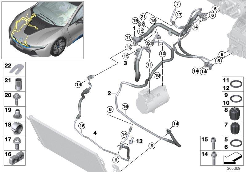 Diagram Coolant lines for your 2017 BMW i3   