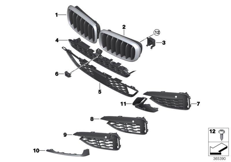 Diagram M trim decor elements, front for your 2018 BMW M6   