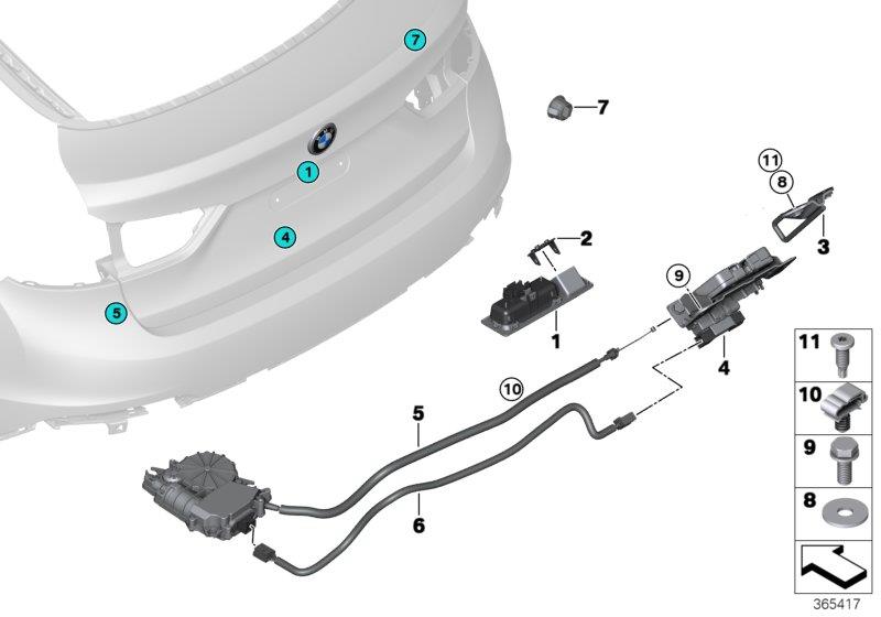 Diagram TRUNK LID/CLOSING SYSTEM for your 2022 BMW 330e   