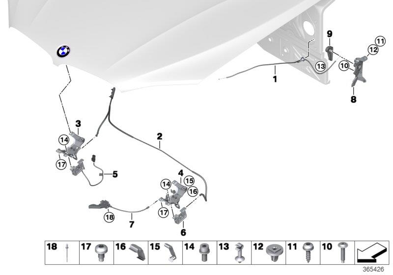 Diagram Front hatch / locking system for your BMW