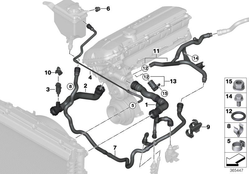 Diagram Cooling system coolant hoses for your 2000 BMW 540i   