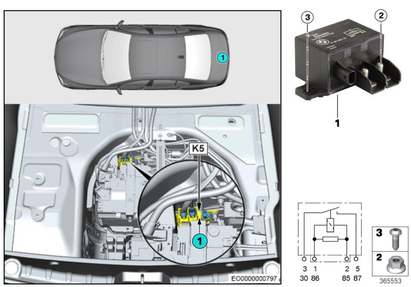 Diagram Relay for electric fan motor, K5 for your 2011 BMW X5   