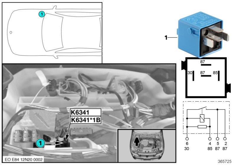 Diagram Load-shedding relay, ign./inj. K6341 for your 2014 BMW X1   