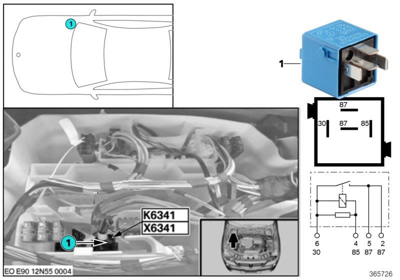 Diagram Load-shedding relay, ign./inj. K6341 for your 2014 BMW X1   