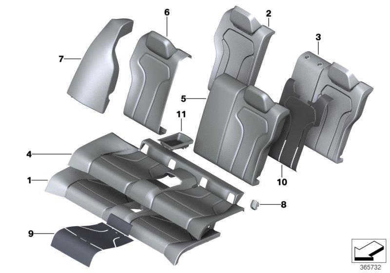 Diagram Seat rear, upholstery & cover base seat for your BMW 530i  