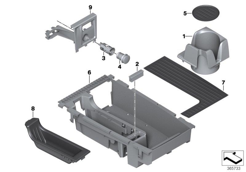 Diagram Storage tray, center console for your BMW 640i  
