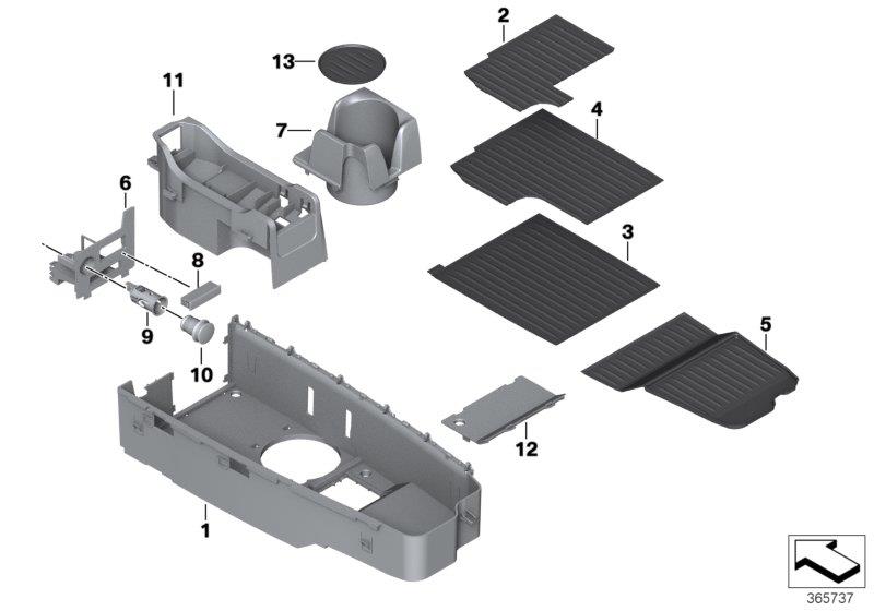 Diagram Storage tray, center console for your BMW 640i  