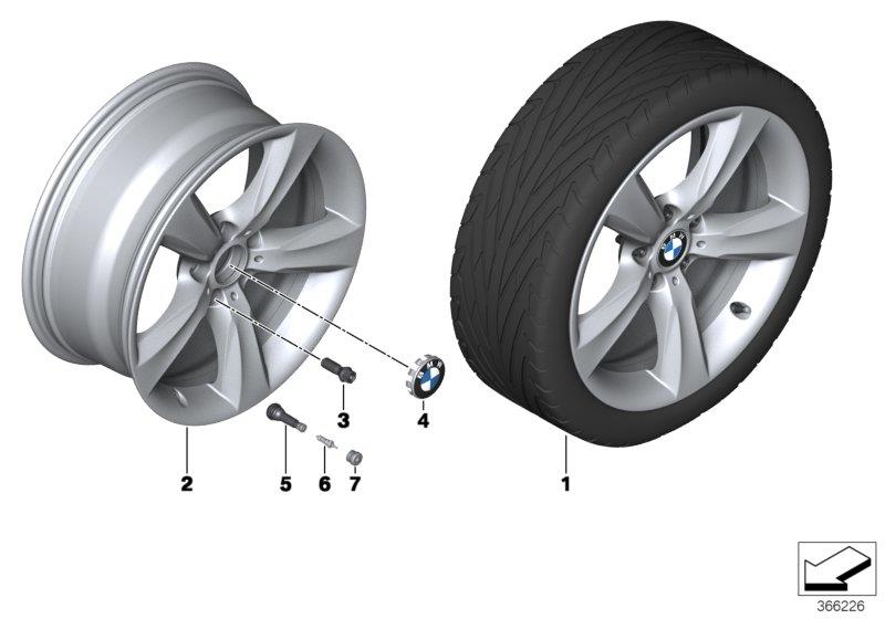 Diagram BMW LA wheel double spoke 606-19"" for your BMW