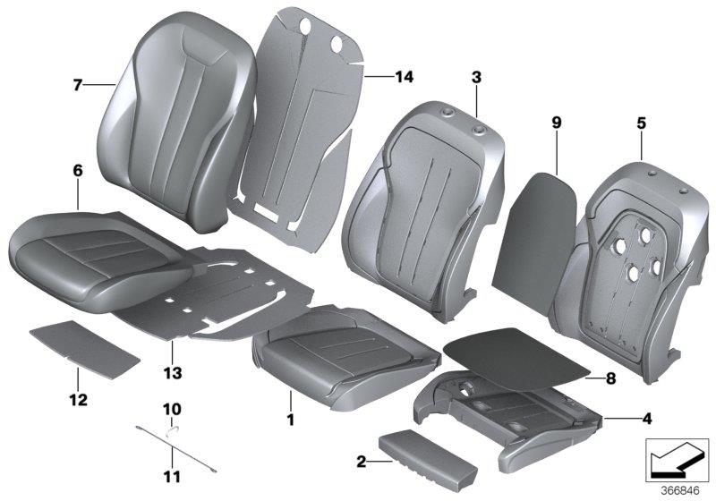 Diagram Seat, front, upholstery and cover for your 2018 BMW 750i   