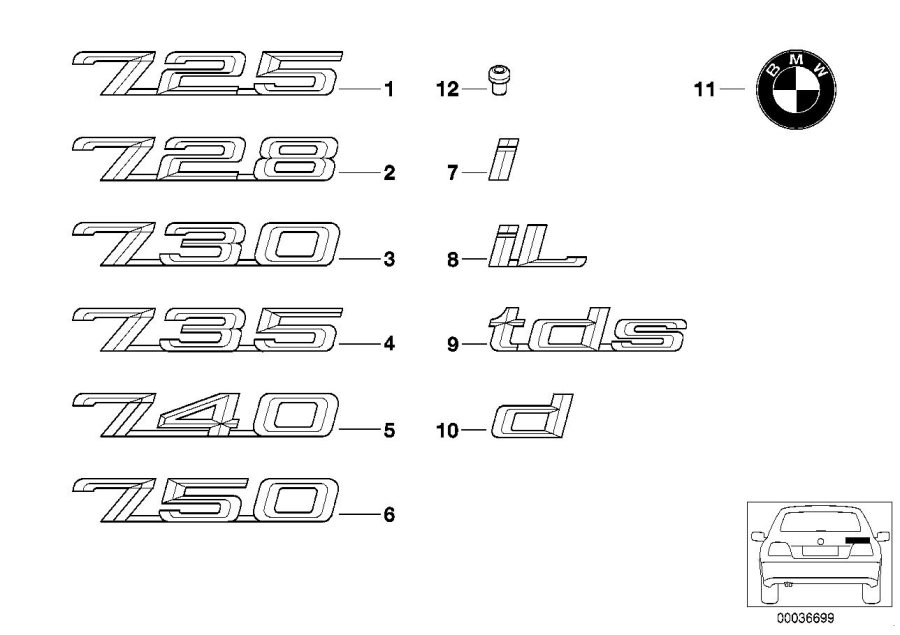 Diagram Emblems / letterings for your 2016 BMW 328dX   