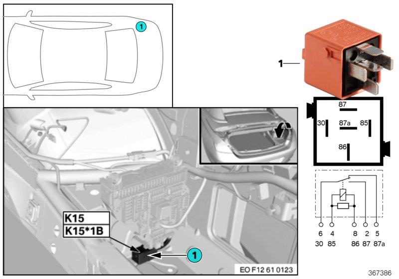 Diagram Relay for rear-window drive K15 for your BMW 650iX  
