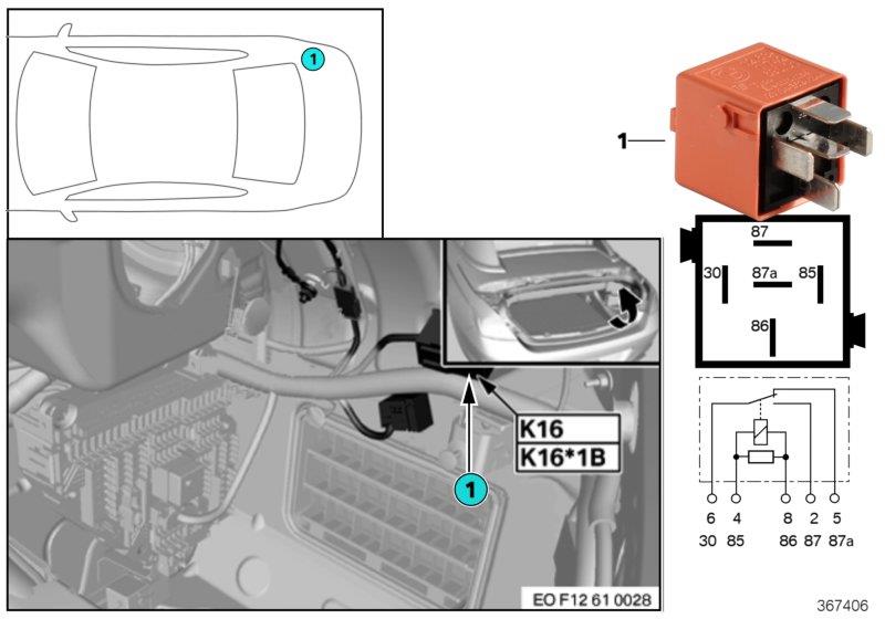 Diagram Relay for rear-window drive 2 K16 for your 2014 BMW 650iX   