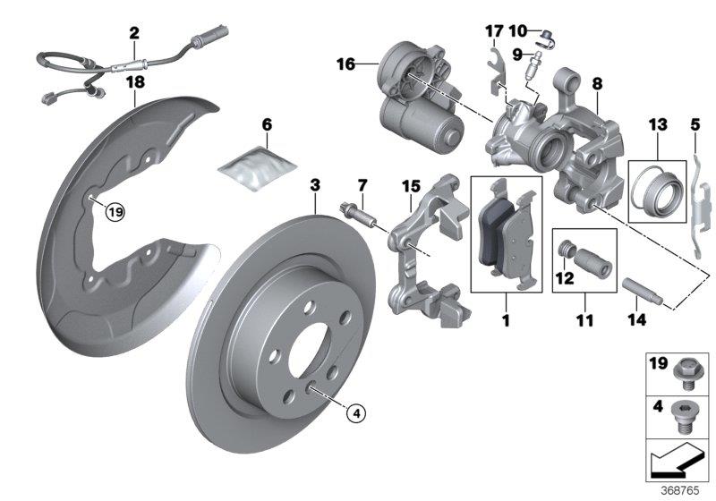 Diagram Rear brake / brake pad / wear sensor for your 2019 BMW X1   