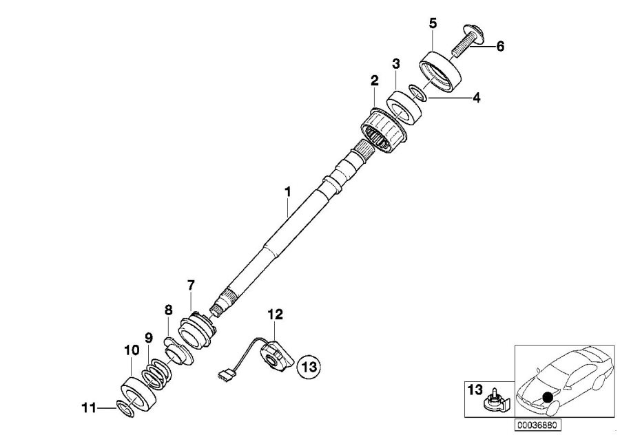 Diagram STEER.COL.-STEER. SPIN. UPPER for your 2013 BMW 750LiX Automatic Sedan 