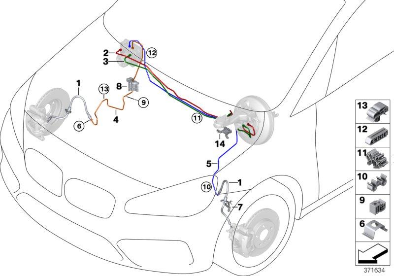 Diagram Brake pipe, front for your BMW X1  