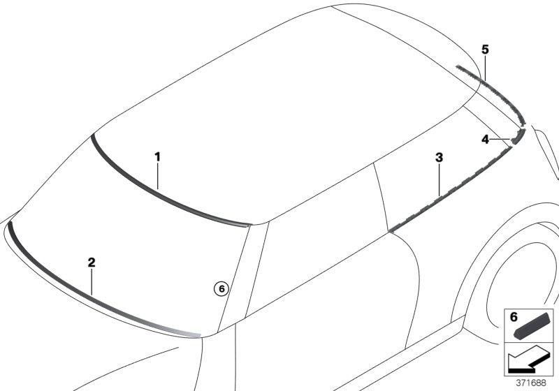 Diagram Window mounting parts for your MINI