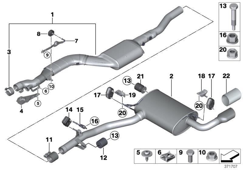 Diagram Exhaust system, rear for your 2007 BMW Z4   