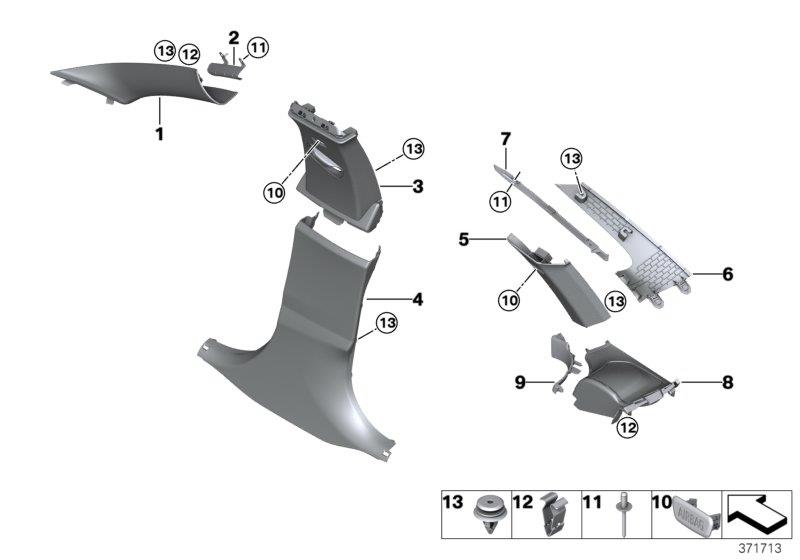 Diagram Trim panel A- / B- / C- / D-Column for your 2016 BMW M6   