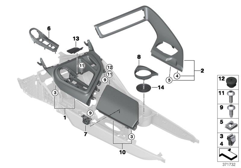 Diagram Mounting parts, center console for your 1999 BMW M3   