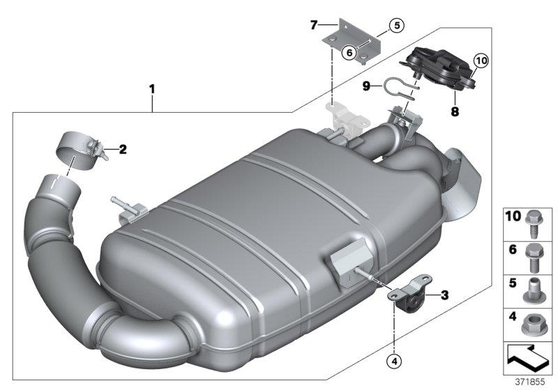 Diagram Exhaust system, rear for your 1994 BMW M3   