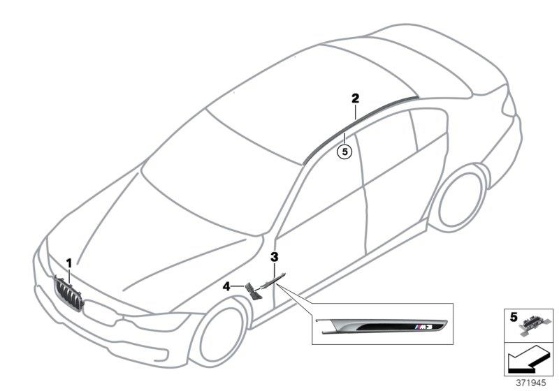 Diagram Exterior trim / grill for your 2020 BMW 530iX   
