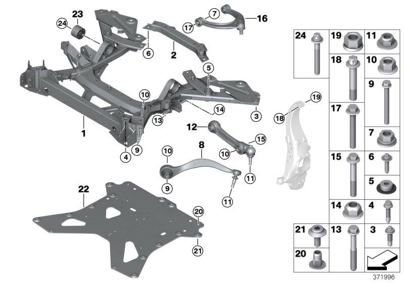 Diagram Frnt axle support,wishbone/tension strut for your BMW M6  