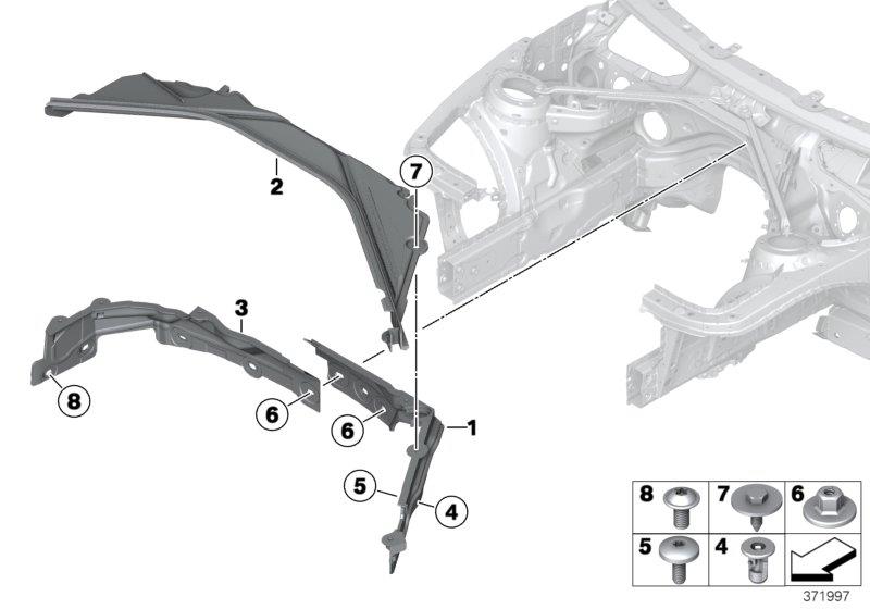 Le diagramme Pièces de montage compartiment-moteur pour votre BMW