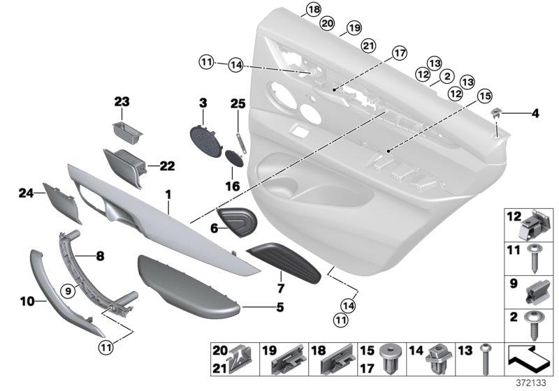 Diagram Mounting parts, door trim, rear for your 2023 BMW X3  30eX 