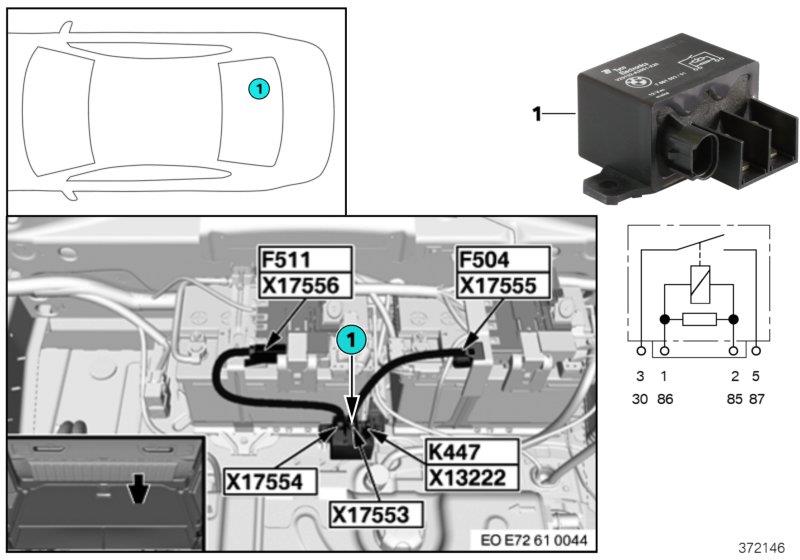 Diagram Relay separation 2nd battery K447 for your 1996 BMW