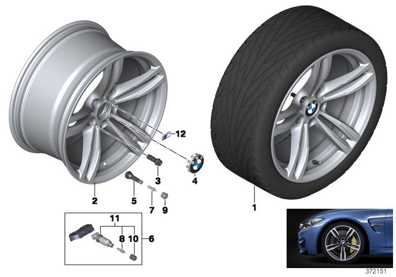 Le diagramme Roue all. BMW M rayons doub. 437M-19"" pour votre 2017 BMW M4   